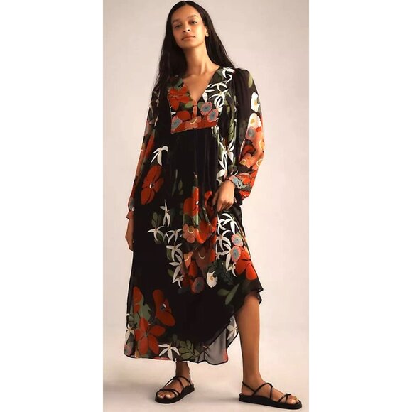 FARM Rio Dresses & Skirts - Anthropologie x Farm Rio Long Sleeve Floral Maxi Dress Women S Contemporary Chic